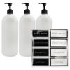 Cornucopia Shower Pump Bottles (Set of 3, White); 32oz Plastic Pump Dispensers for Shampoo, Conditioner, and Body Wash