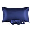 Ciana Luxurious Satin Pillowcase for Hair and Skin, Satin Pillowcase Set-2, 1 Eye Mask, 1 Scrunchie - Luxury Sleep Set, Pillow Cases with Envelope Closure (Queen Size, Navy)