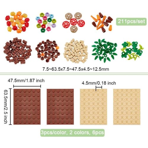 General Jim's Bright Colorful Vegetable Garden Plot Building Block Toy Playset 165 Pc 6 Section Modular Building Block Vegetable Garden Plot Set for Teens and Adults