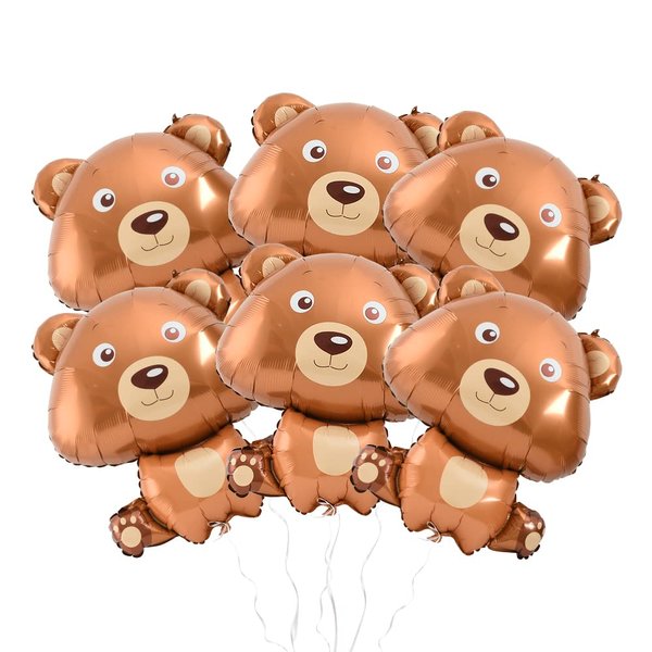 VYNYJOAN Bear Balloons Foil Animal Balloons 24x32 Inch for Birthday, Baby Shower, Theme Party Supplies, 6pcs