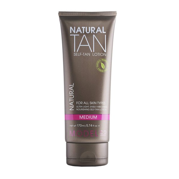 ModelCo Instant Sunless Natural-Looking Self-Tanning Lotion - Infused with Argan Oil, Aloe Vera, and Coconut Oil - Perfect for Dry, Sensitive, or Mature Skin - Medium - 5.74 fl oz