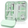 Manicure Pedicure Set, Nail Clipper Set for Men Women, Professional Manicure Kit Pedicure Kit, Nail Care Kit with Green Travel Leather Bag, Set 12 in 1