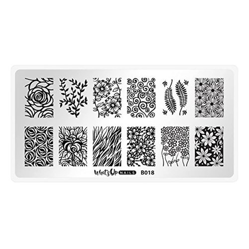 Whats Up Nails - B018 Fields of Flowers Stamping Plate for Nail Art Design