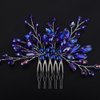 Teyglen Bridal Crystal Hair Comb Blue Rhinestone Pearl Wedding Hair Comb Hair Accessories for Bride Wedding Headpiece Boho Crystal Hair Piece for Women Girls (Blue)