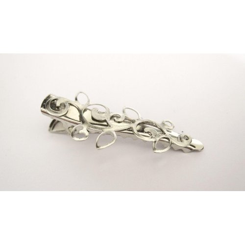 Generic Small silver tone metal leaves alligator hair clip for fine thin hair (Clip quantity: 1 clip)
