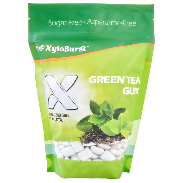 XyloBurst Gum | Xylitol Chewing Gum | Sugar Free, Gluten Free, Keto Friendly | Aspartame Free Gum For Oral Health | Green Tea Gum | 500-Count Bag