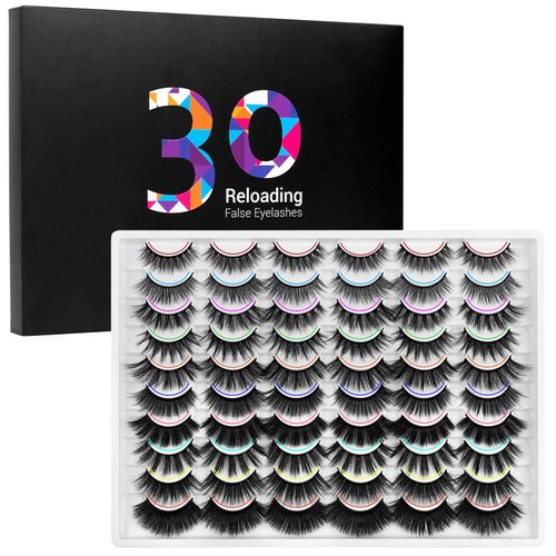 DYSILK Mink Lashes False Eyelashes - 30 Pairs 10 Styles Mixed Lashes Pack False Mink Eyelashes Wispy Fluffy Natural Look Eyelashes Long Lashes Soft Reusable