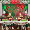 Christmas Party Decoration Supplies Christmas Balloons Merry Christmas Banner Hanging Swirls Red and Green Metallic Fringe Curtains Christmas Decor