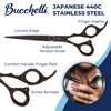 Bucchelli 6.5 Inch Hair Cutting Scissors Professional - Japanese 440A Black Barber Shears - Micro Bevel Edge with Adjustable Tension Knob - Hair Shears Black (Black Right 6.5")