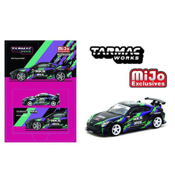 Diecast Model Car Compatible with Tarmac Works 1:64 Scale HKS Toyota GR86 Diecast Model Car, Black, Limited Edition T64G-038-BK