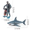 Ocean Sea Marine Animal Figure Toys Playsets 2 PCS Diver Blue Shark Model Toy Desktop Decoration Collection Party Favors Toys for Boys Girls Kids