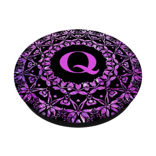 Cell Phone Pop Up Grip Holder,Monogram Mandala Pink Purple Q PopSockets Grip and Stand for Phones and Tablets
