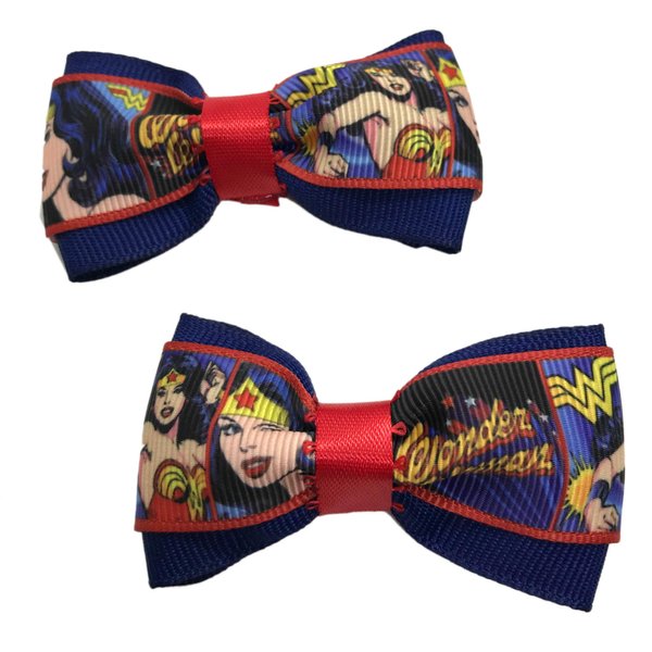 Superhero Girls Hair Bow Set, Little Girl Bows, Pigtail Hair Bows, Toddler Hair Bows,