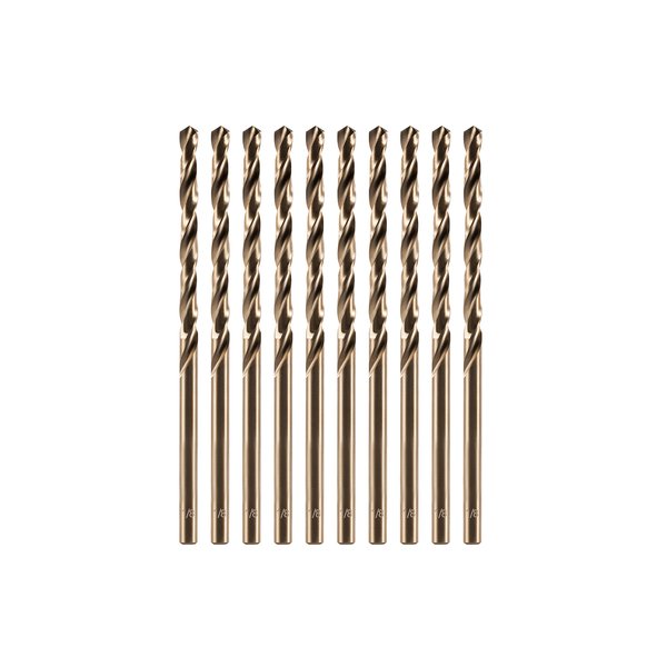 amoolo 1/8" inch Cobalt Drill Bits(10Pcs), M35 HSS Metal Jobber Length Twist Drill Bit Set for Hard Metal, Stainless Steel