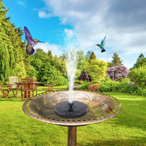 Mademax 1W Solar Bird Bath Fountain Pump, Solar Fountain with 6 Nozzle, Free Standing Floating Solar Powered Water Fountain Pump for Bird Bath, Garden, Pond, Pool, Outdoor