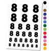 Number 8 Eight Fun Bold Font Temporary Tattoo Water Resistant Fake Body Art Set Collection - Dark Blue (One Sheet)