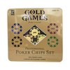 Gold Games Professional Poker Chips Set, 100 Poker Chips, 2 Decks of Playing Cards, Water-Resistant, Gold and Bold in True Casino Style