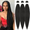 Pre Stretched Braiding Hair 24 Inch 3 Packs Natural Black Braiding Hair for Professional Braiding Hair Extensions Synthetic Fiber Crochet Braids for Twist (24 Inch(Pack of 3), 1B#)