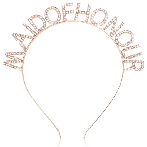 KICOSY Gold MAID OF HONOR Headband Rhinestone Bridesmaids Headband for Wedding Maid Of Honor Gifts Bridesmaids Gifts Bachelorette Party Decorations Bridal Shower Favors
