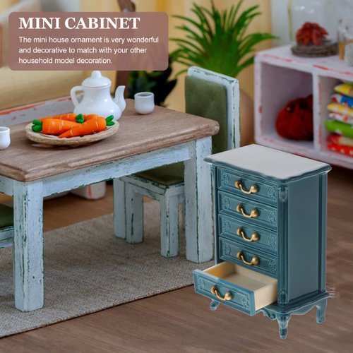 Toyvian Dollhouse Cabinet Miniature Drawer Cabinet 1:24 Scale Mini Wood Cabinet Wooden Storage Dresser for Dollhouse Furniture Pretend Play Props