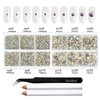 Beadsland 8300PCS Flatback Rhinestones, AB Crystal Rhinestone Round Crystal Rhinestones for Crafts, Mixed 10 Sizes with Wax Pencil and Tweezer Kit, SS3-SS30, Crystal AB