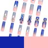 QQPPOLIU Royal Blue Press on Nails Long Length Square Shape Acrylic Fake Nails with Rhinestones Designs False Nails Mother'S Day Gift 24pcs