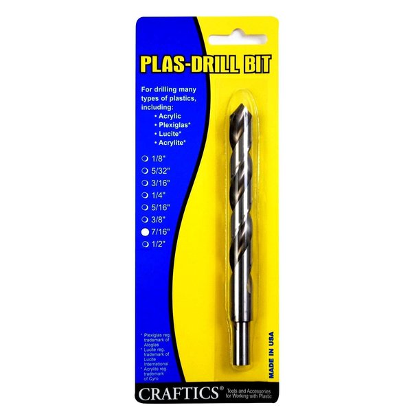 7/16" Drill Bit for Plastic (Acrylics, Plexiglas, Lexan, ABS, PVC, and More) for Hand Held Drills