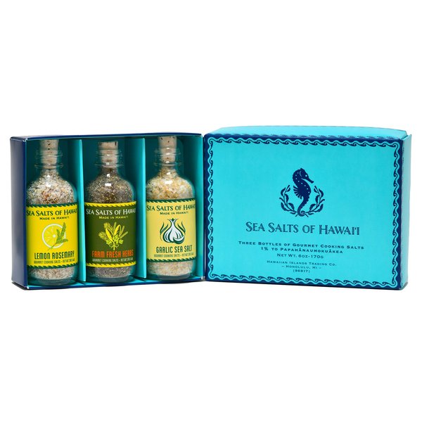 Sea Salts of Hawaii Seasoning Sea Salts Spice Set (Chef Set) – Great for Grilling, Cooking and Gifting. All Purpose Sea Salt with Herbs - Great for BBQ Rubs – 2oz. Each (6oz. Total)