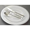 " OCCASIONS " Wedding Party 9'', 7.5'', 6'' disposable plastic plates and silverware combo (120, White w/silver rim)