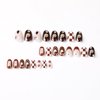 Short Almond Press on Nails Fall Brown Fake Nails French Tip False Nails with Hearts Flowers Brown Checkerboard Designs Cute Full Cover Round Head Acrylic Nails Glossy Autumn Glue on Nails for Women