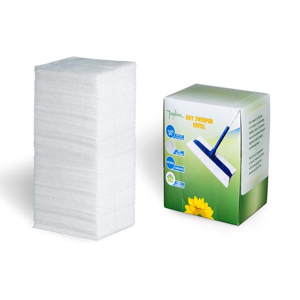 Topline Static Charged Unscented Disposable Dry Floor Mop Sweeper Pad Refills - 100 Count