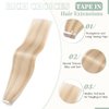 Rich Choices Tape in Hair Extensions Human Hair Ash Blonde Highlighted Bleach Blonde 100% Remy Hair Extensions Real Human Hair Seamless Tape in Hair Extension Human hair 20 inch 40pcs 100g #18P613
