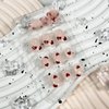 24Pcs Valentine's Day French Tips Press on Nails Short Square Fake Nails with Red Heart Design valentines Glue on Nails Full Cover valentines Nails for Women valentines Nail Art Decoration