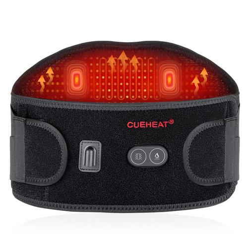 CUEHEAT Heating Pad Back Brace with Heat and Massage,Heated Back Massage with Rechargeable Battery, Back Heat Support Belt for Men, Women Heated Back Brace, Heating pad with Massager for Back(48Inch)