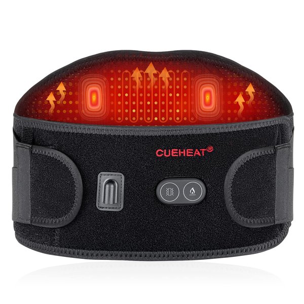 CUEHEAT Heating Pad Back Brace with Heat and Massage,Heated Back Massage with Rechargeable Battery, Back Heat Support Belt for Men, Women Heated Back Brace, Heating pad with Massager for Back(48Inch)