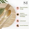 SWEET HOME Bamboo Utensils Disposable Set of 180 pcs 70 Forks 40 Spoons and 70 knives 100% Compostable - Bamboo Biodegradable Utensils Eco-Friendly Cutlery for Party Camping Travel & More