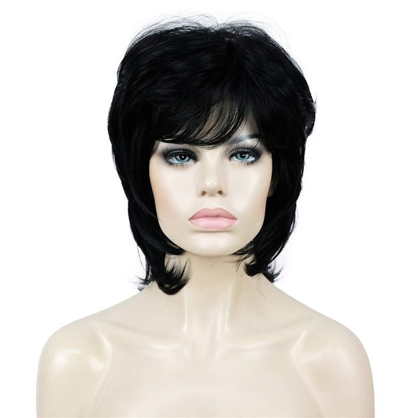 Aimole Short Layers Shaggy Full Wig Natural Wavy Hair Black Wigs Synthetic Hair Women Capless Wig (1 Black)