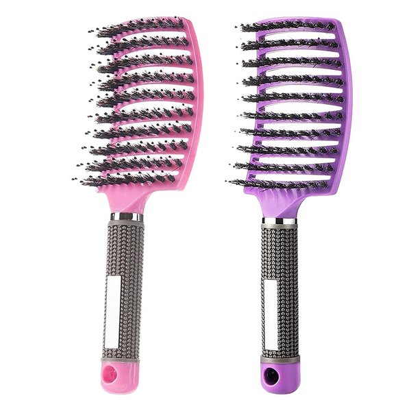 Voremy Magical Ultra Detangling Brush for Wet or Dry Hair - Fast Drying Styling Massage Hairbrush for Men, Women and Kids (Pink+Purple)