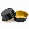 Beasea Disposable Ramekins with Lids, 8 oz 50 Pack Black Gold Aluminum Foil Cups, Disposable Creme Brulee Muffin Cupcake Baking Cup Mini Pudding Cups for Party Wedding Birthday