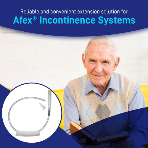 Afex Extension Tube Assembly for Male Incontinence Systems - Compatible with Afex Mobility & Bedside Bags - Incontinence Supplies with Colder Push-n-Lock, Auto-Shut Off - Includes Leg Pad