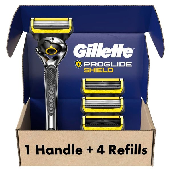 Gillette ProGlide Shield Razor for Men, 1 Gillette Razor, 4 Razor Blade Refills, Shields Against Skin Irritation