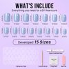 BTArtbox Press On Nails Short - Square Press On Nails, Blue Glossy Nail Tips Glue On Nails with Nail Glue, Reusable Stick On Nails in 15 Sizes - 30 Soft Gel Fake Nails Kit, Ocean Glazed