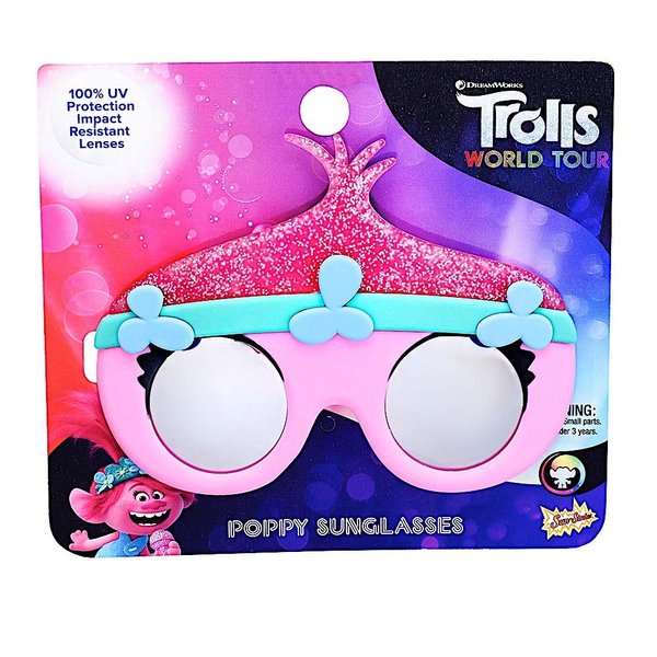 Sun-Staches Trolls Official Poppy Sunglasses for Kids, Lil’ Characters Costume Accessory, UV 400, One Size Fits Most Kids