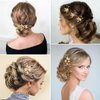 6 Pieces Bridal Wedding Hair Pins Gold Leaf Crystal Pearl Hair Pins Clips Headpiece Vintage Wedding Hair Accessories Jewelry with Rhinestone for Brides Bridesmaids Flower Girls (Elegant)