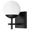 Ralbay Matte Black Wall Sconce, Mid Century Modern Black Wall Light Fixtures Milky Glass Indoor Wall Lamp for Home Decor Bathroom Kitchen Living Room Vanity Hallway (Exclude Bulb)