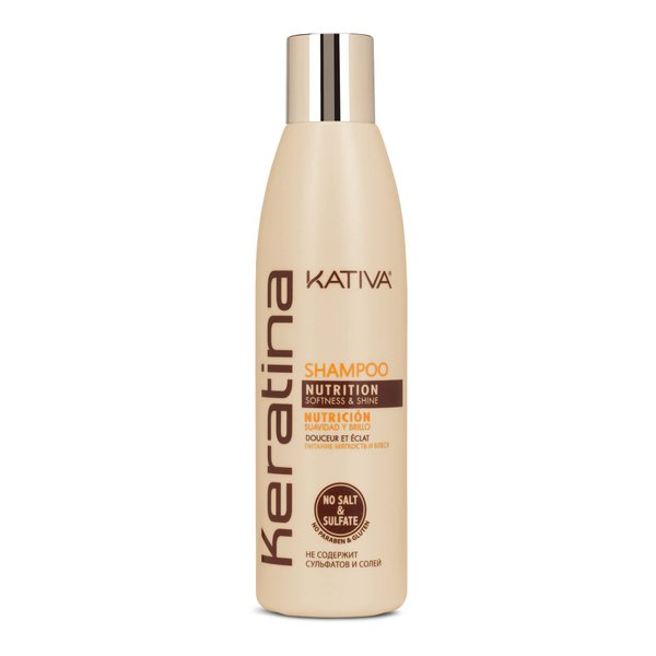 KATIVA Keratin Shampoo (8.45 Fl Oz), Rebuild & Strengthen Damaged Hair, with Hydrolyzed Keratin & Ceramides for Soft, Shiny and Nourished Hair, Sulfate Free, Gluten Free, Paraben Free, Salt Free