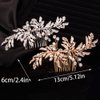 Teyglen Leaf Bride Wedding Hair Comb Silver Leave Headpiece Bridal Crystal Pearl Hair Piece for Bride Handmade Hair Side Comb for Women Girls(Silver)