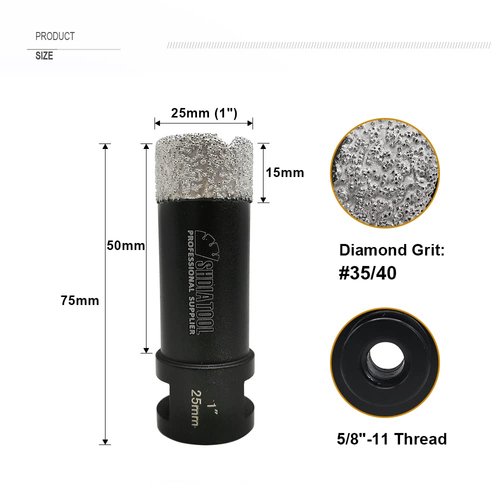 SHDIATOOL Diamond Core Drill Bits 1 Inch for Porcelain Ceramic Tile Marble Brick Vacuum Brazed Hole Saw 25mm