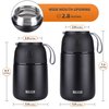 MAXSO 2 Pack Soup Thermo for Hot & Cold Food for Kids Adults, Vacuum Insulated Food Jar Thermal Lunch Containers, Travel Food Flask with Spoon (24oz,17oz) (Black)