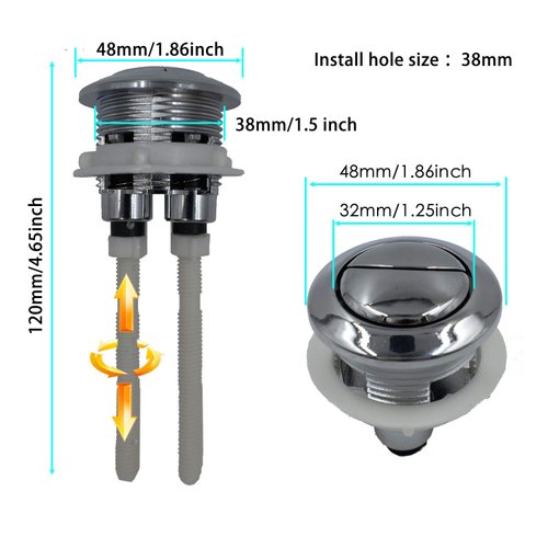 Dogxiong 38mm/1.5 inch Dual Push Flushing Toilet Button Toilet Tank Button Toilet Button Flush Button Replacement with Thread Diameter